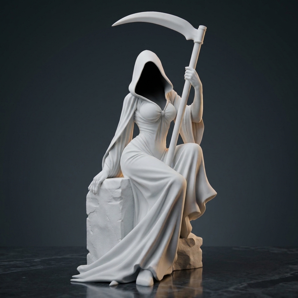 مجسمه امپراتور مرگ نشسته The Grim Empress Sitting Lady Reaper Figurine - تصویر 4