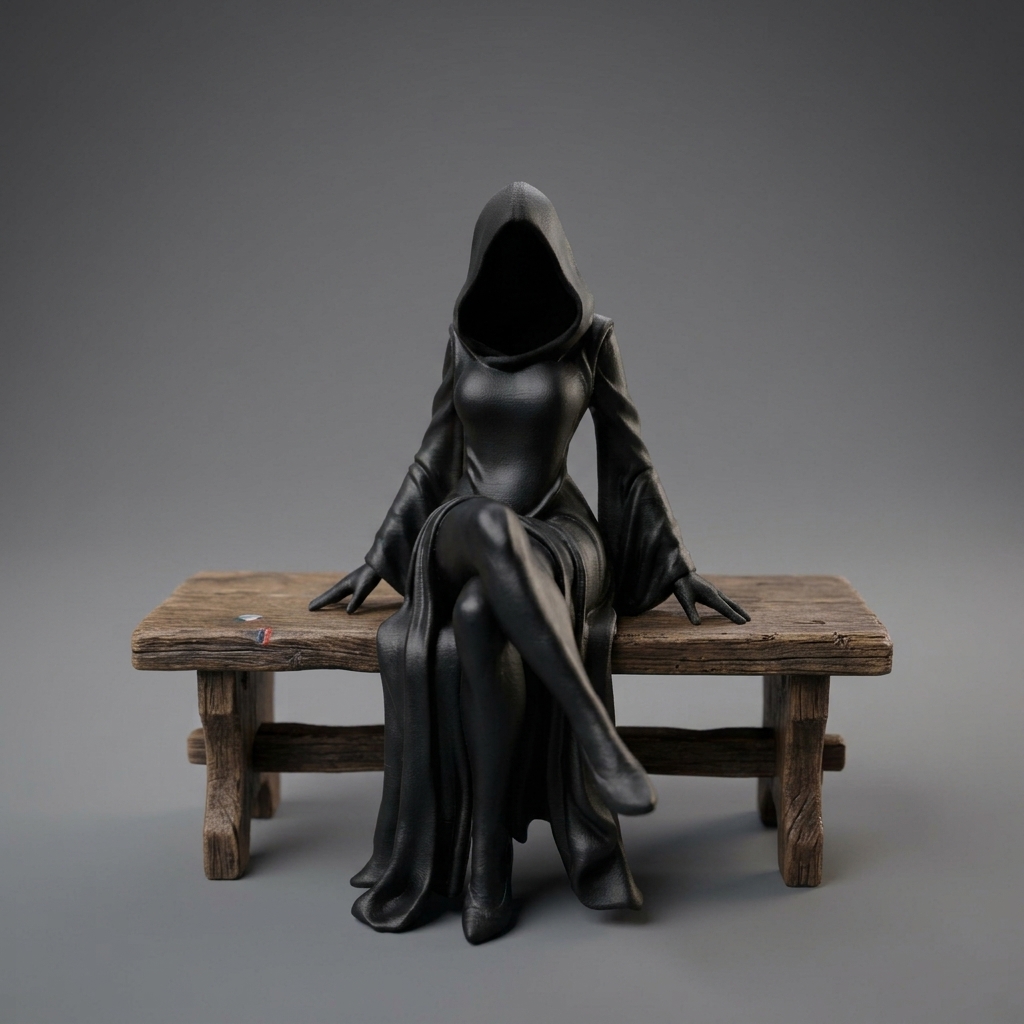 مجسمه بانوی مرگ نشسته Sitting Reapress Edge Sitter Figurine - تصویر 4